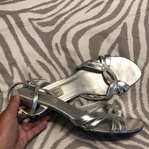 Touch-Ups silver kitten heels, size 11